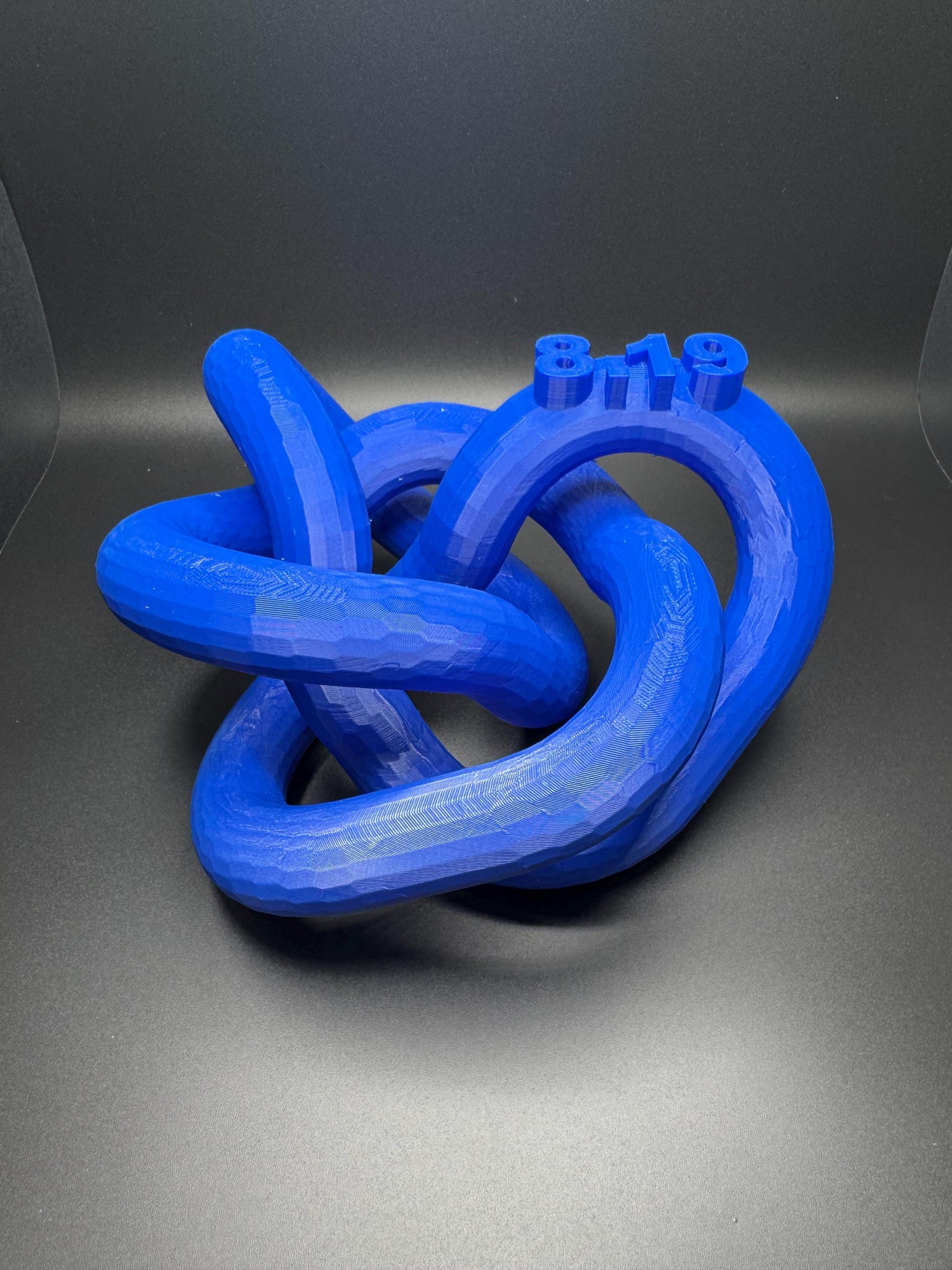 3D Printed 8-19 Knot Art Sculpture - Unique Gift for Home Decor, Modern Art, Desk Ornament, Handmade Decorative Piece