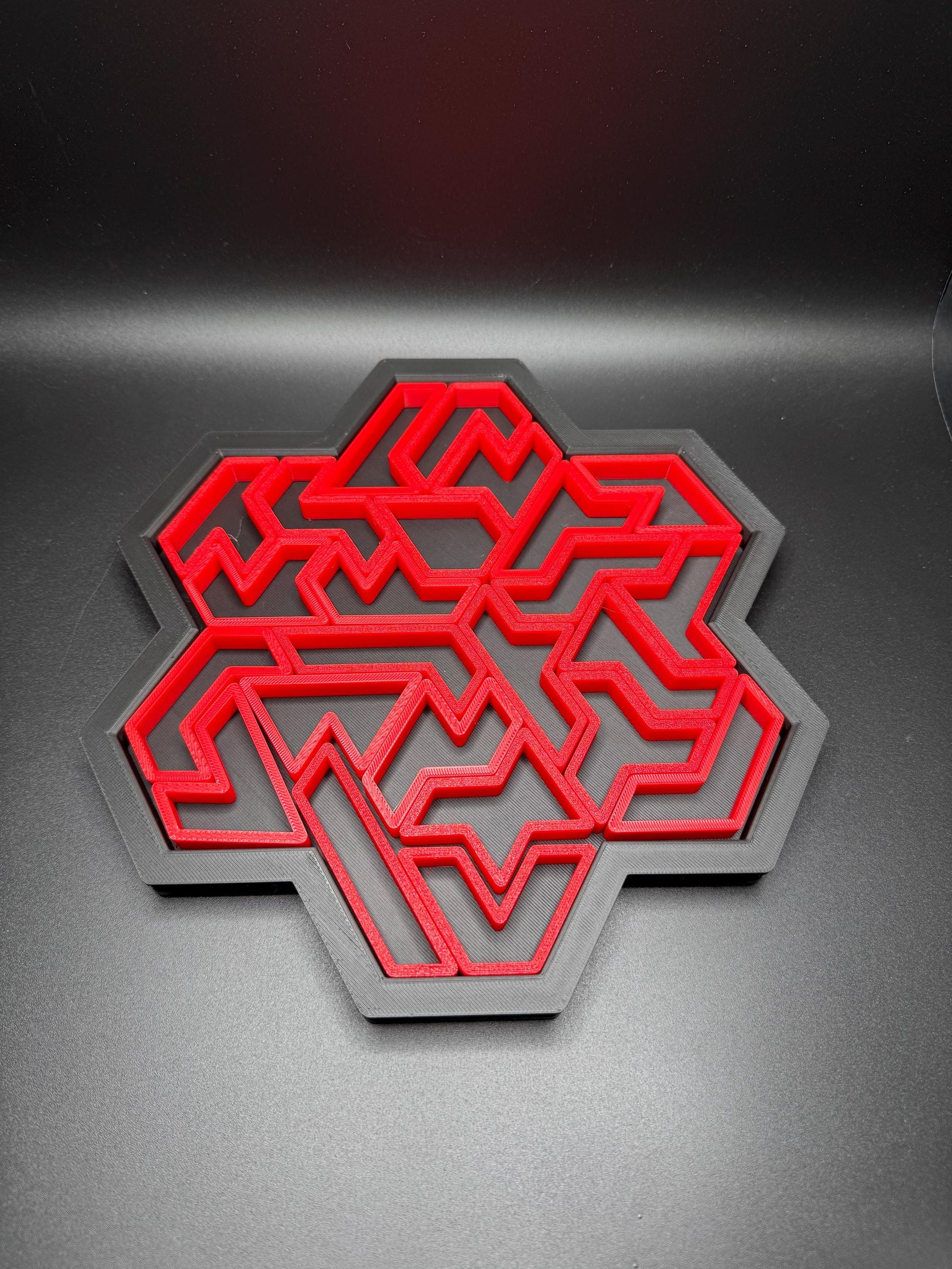 3D Printed Heptiamond Snowflake Puzzle with Box - Challenging Brain Teaser, Unique Gift, Fun for All Ages, Educational Toy