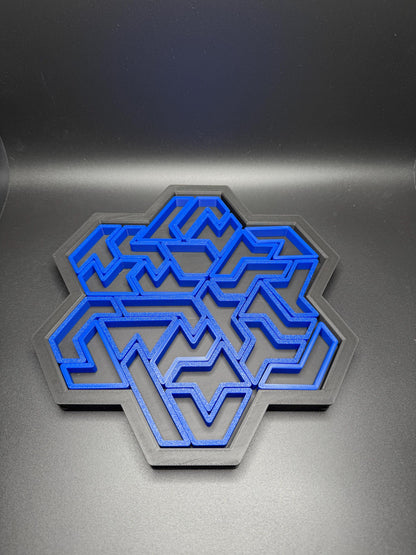 3D Printed Heptiamond Snowflake Puzzle with Box - Challenging Brain Teaser, Unique Gift, Fun for All Ages, Educational Toy