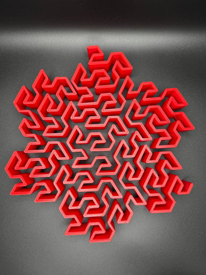 Gosper Curve Puzzle - Fractal Art for Home Décor, Unique Mathematical Gift, Educational Toy & Brain Teaser for Adults and Kids - 3D Printed
