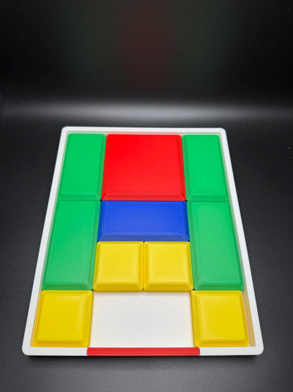 Klotski Sliding Puzzle - Large 3D Printed Puzzle, Interactive Sliding Piece Challenge, Get the Red Square Out, Mind Teasing Fun
