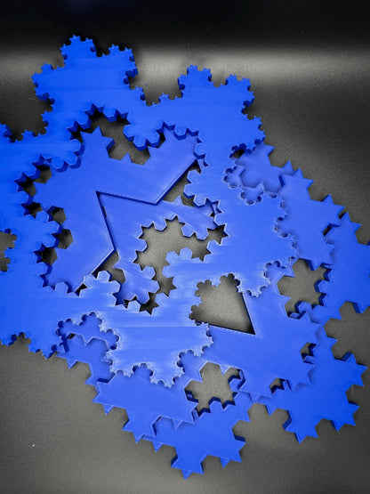 Koch Snowflakes - Fractal Curve Model, 3D Print Desk Art and Learning Tool Gift for Students & Teachers, High Quality Decor