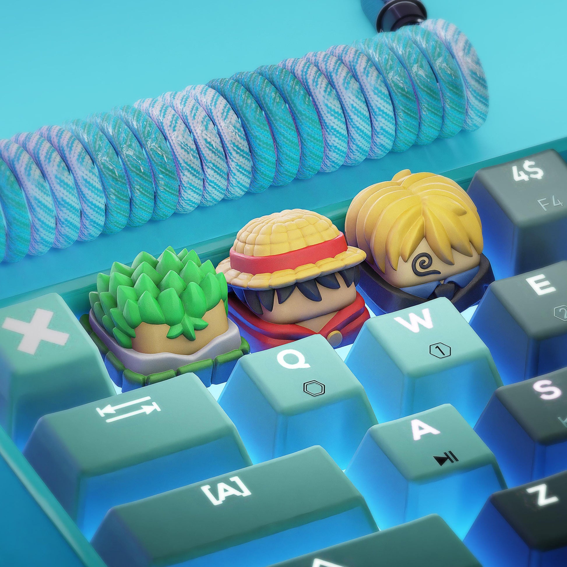 Handmade Anime Keycaps - Monkey, Zoro, Sanji for Cherry MX - Custom Artisan - Perfect Anime Fan Gift