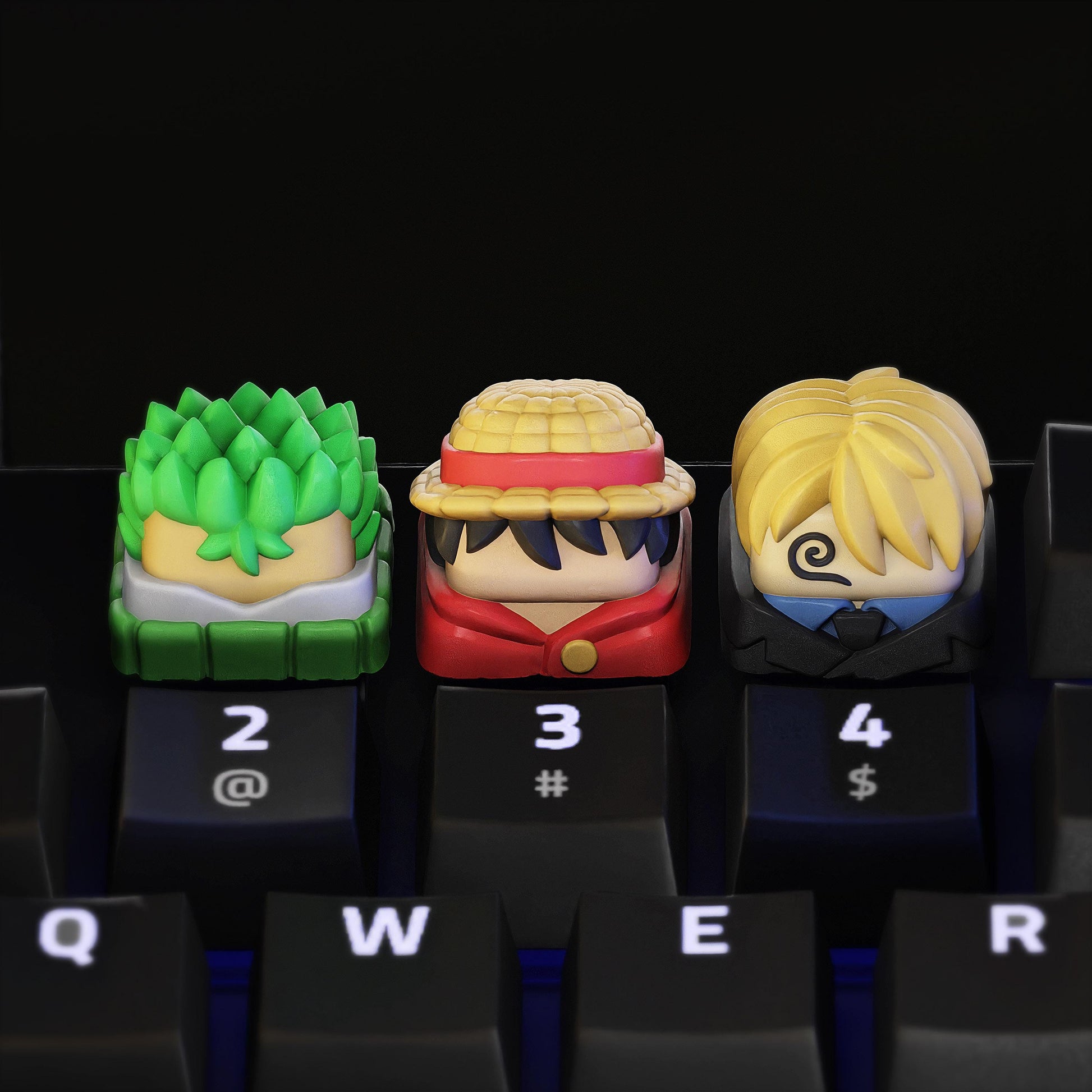 Handmade Anime Keycaps - Monkey, Zoro, Sanji for Cherry MX - Custom Artisan - Perfect Anime Fan Gift