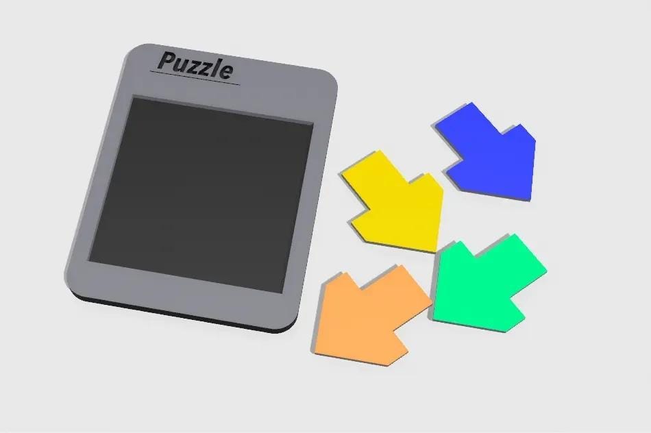 4 Arrow Puzzle - STEM Learning Tool, 3D Printed Puzzle for All Ages, Fit Arrows in Tray, Easy & Difficult Versions, Great Gift Idea 24x19cm