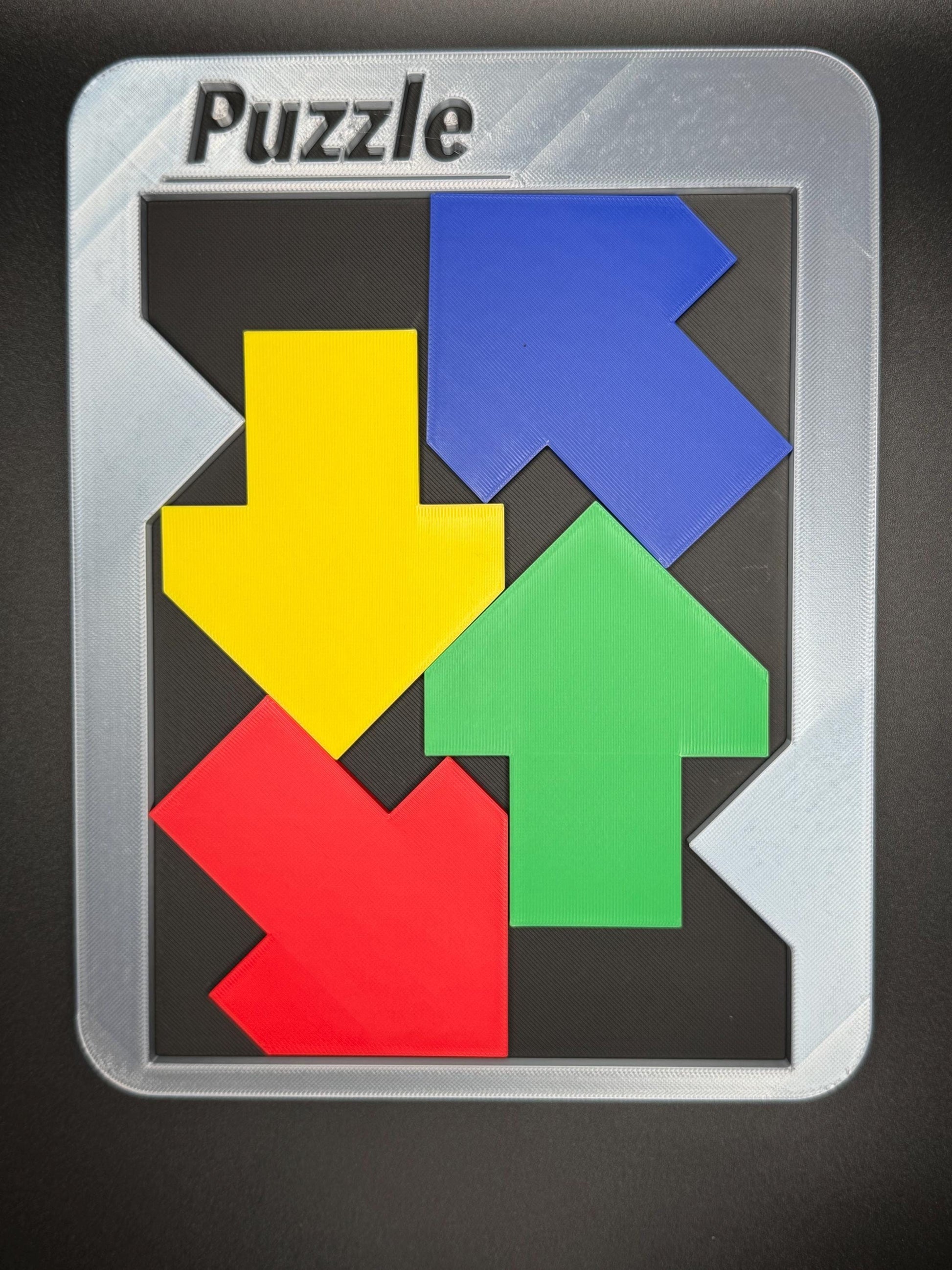 4 Arrow Puzzle - STEM Learning Tool, 3D Printed Puzzle for All Ages, Fit Arrows in Tray, Easy & Difficult Versions, Great Gift Idea 24x19cm