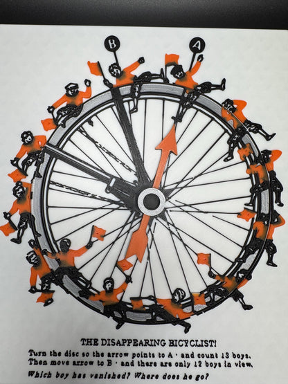 Disappearing Bicyclist Puzzle: Vintage Optical Illusion Puzzle by Sam Loyd, High Quality 3D Print, Fun & Engaging for All Ages