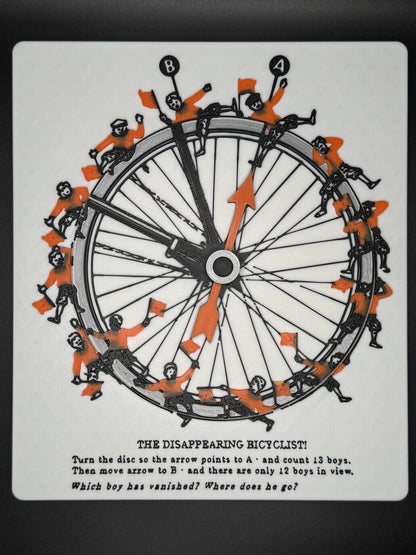 Disappearing Bicyclist Puzzle: Vintage Optical Illusion Puzzle by Sam Loyd, High Quality 3D Print, Fun & Engaging for All Ages
