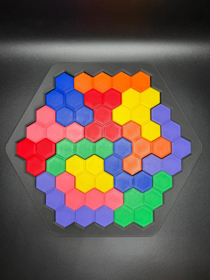 Hexagon Puzzle Brain Teaser - Difficult 3D Printed Puzzle, Brain Teaser for All Ages, 14 Unique Pieces & Hexagon Base - Large 240x210mm Game