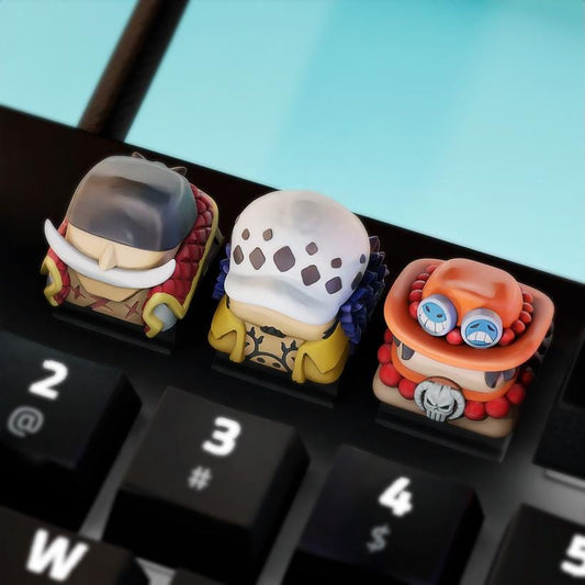 Handmade Anime Keycaps - Edward Newgate, Trafalgar Law, Portgas D. Ace for Cherry MX - Custom Artisan - Perfect Anime Fan Gift