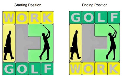 Work and Golf Sliding Puzzle - Swap Work & Golf in the Least Moves, Fun Brain Game, Challenging Slider Puzzle for Adults and Kids