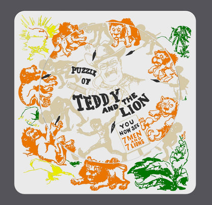 Teddy and the Lion Puzzle - Classic 1909 Optical Illusion, Sam Loyd Recreation, Unique Home Décor & Gift Idea