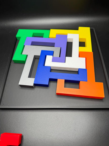 L Shaped 8 Piece Vintage Puzzle - Brain Teaser for All Ages, Fun & Educational Activity, Unique Gift Idea