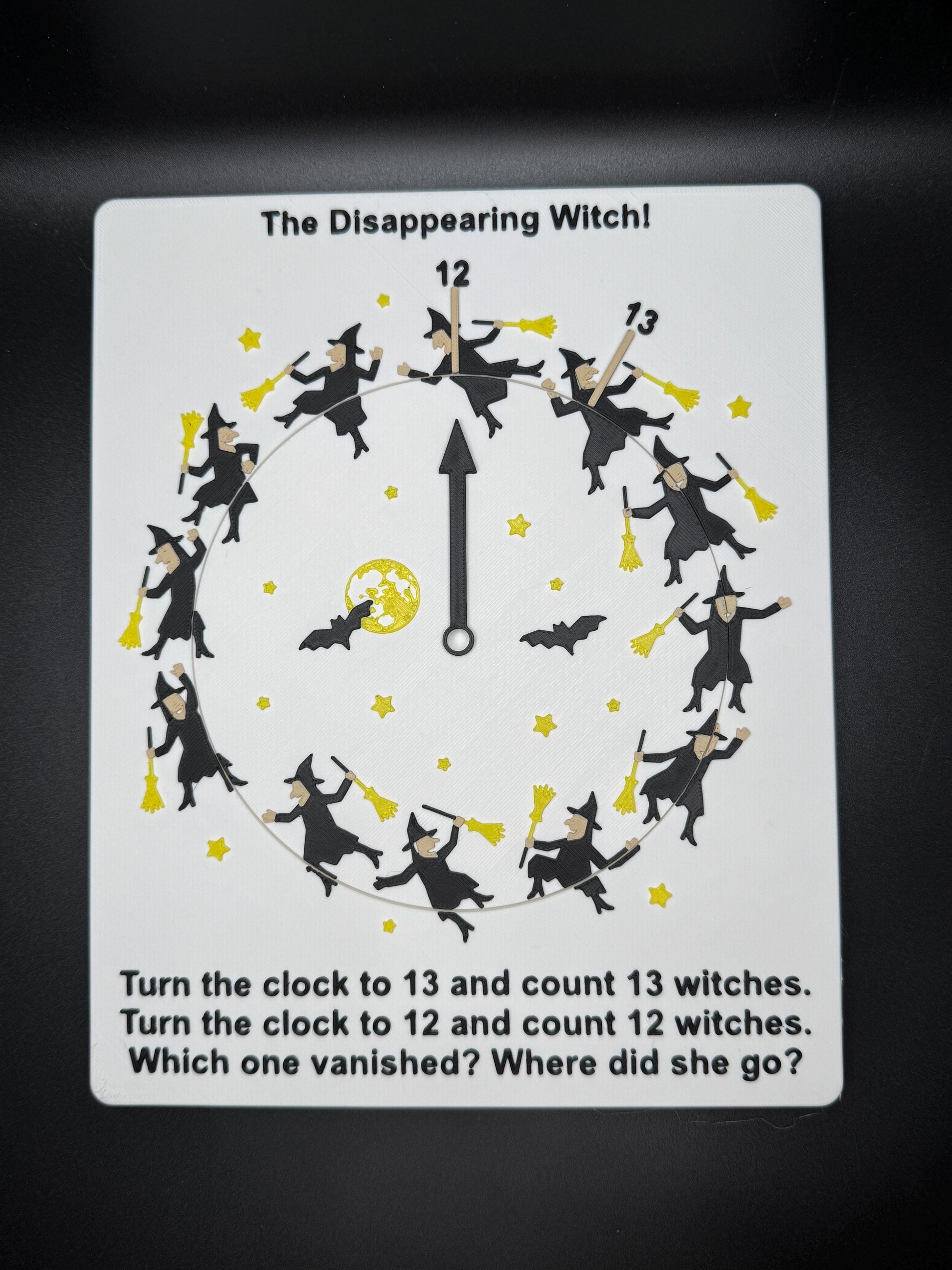Disappearing Witch Puzzle - Count the Witches! 12 or 13? Fun Family Game with Hidden Objects & Brain Teaser Based on Disappearing Bicyclist