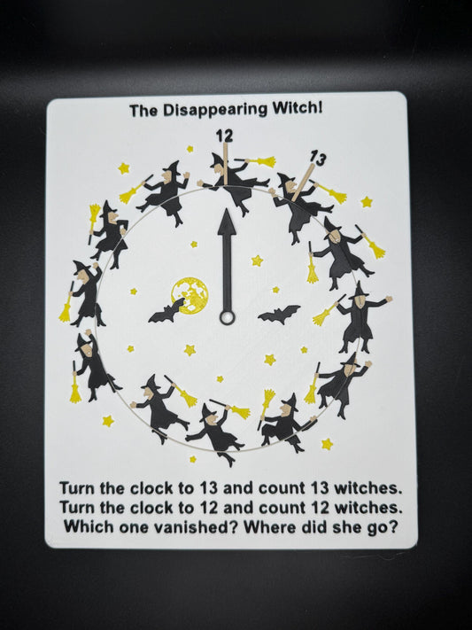 Disappearing Witch Puzzle - Count the Witches! 12 or 13? Fun Family Game with Hidden Objects & Brain Teaser Based on Disappearing Bicyclist