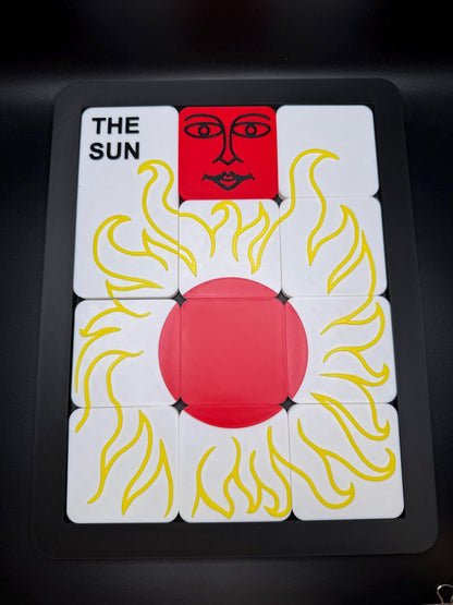 The Sun Sliding Puzzle - Large 3D Printed Puzzle, Interactive Sliding Piece Challenge, Get the Sun Square In The Middle, Mind Teasing Fun