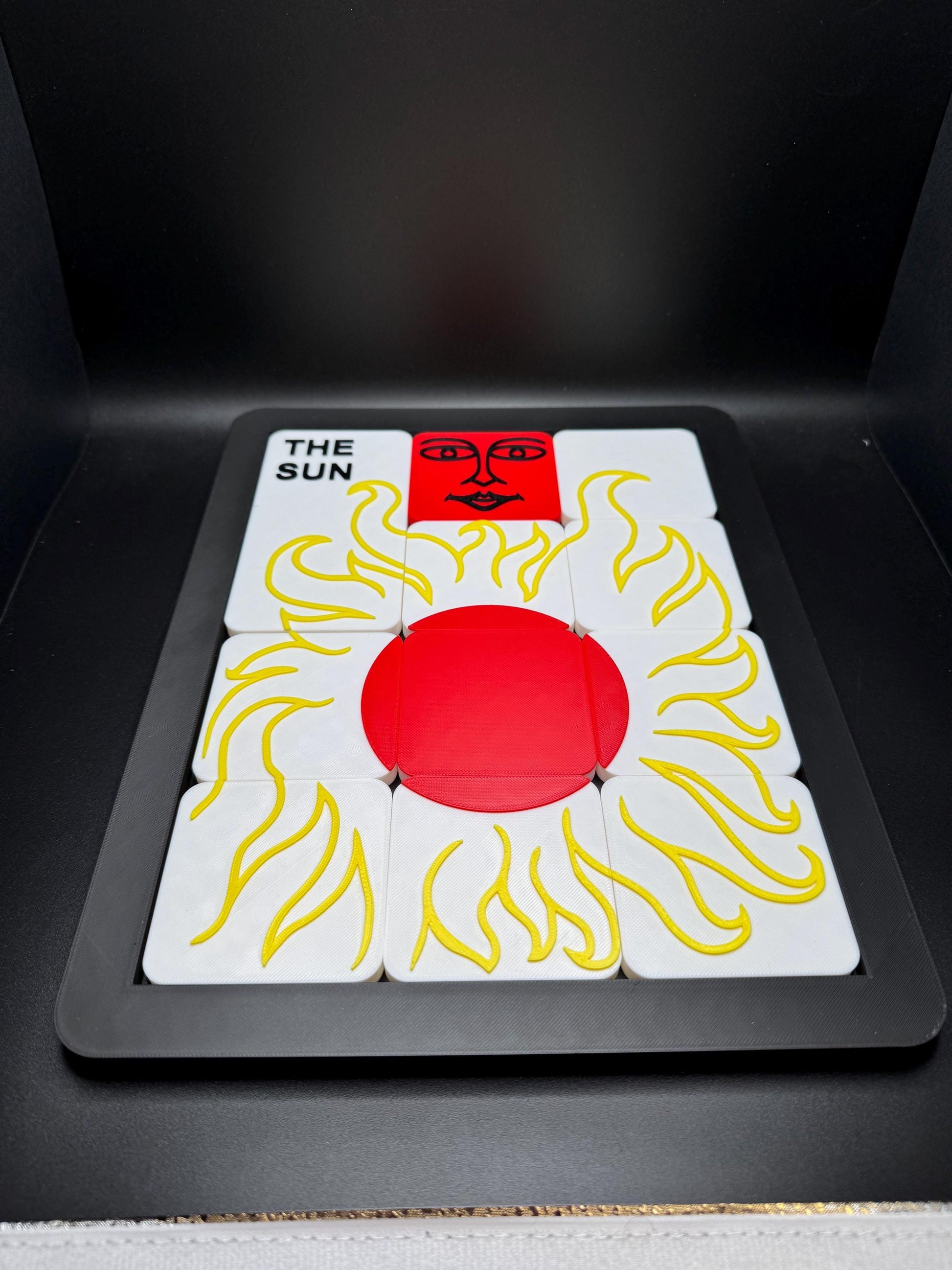 The Sun Sliding Puzzle - Large 3D Printed Puzzle, Interactive Sliding Piece Challenge, Get the Sun Square In The Middle, Mind Teasing Fun