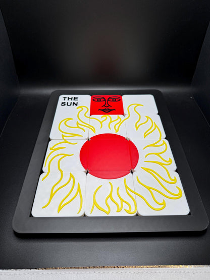 The Sun Sliding Puzzle - Large 3D Printed Puzzle, Interactive Sliding Piece Challenge, Get the Sun Square In The Middle, Mind Teasing Fun