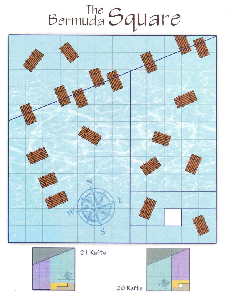 The Bermuda Square Optical Illusion Puzzle - Brain Teaser Game for Adults & Kids, Count Rafts Challenge, Fun Visual Puzzle Gift