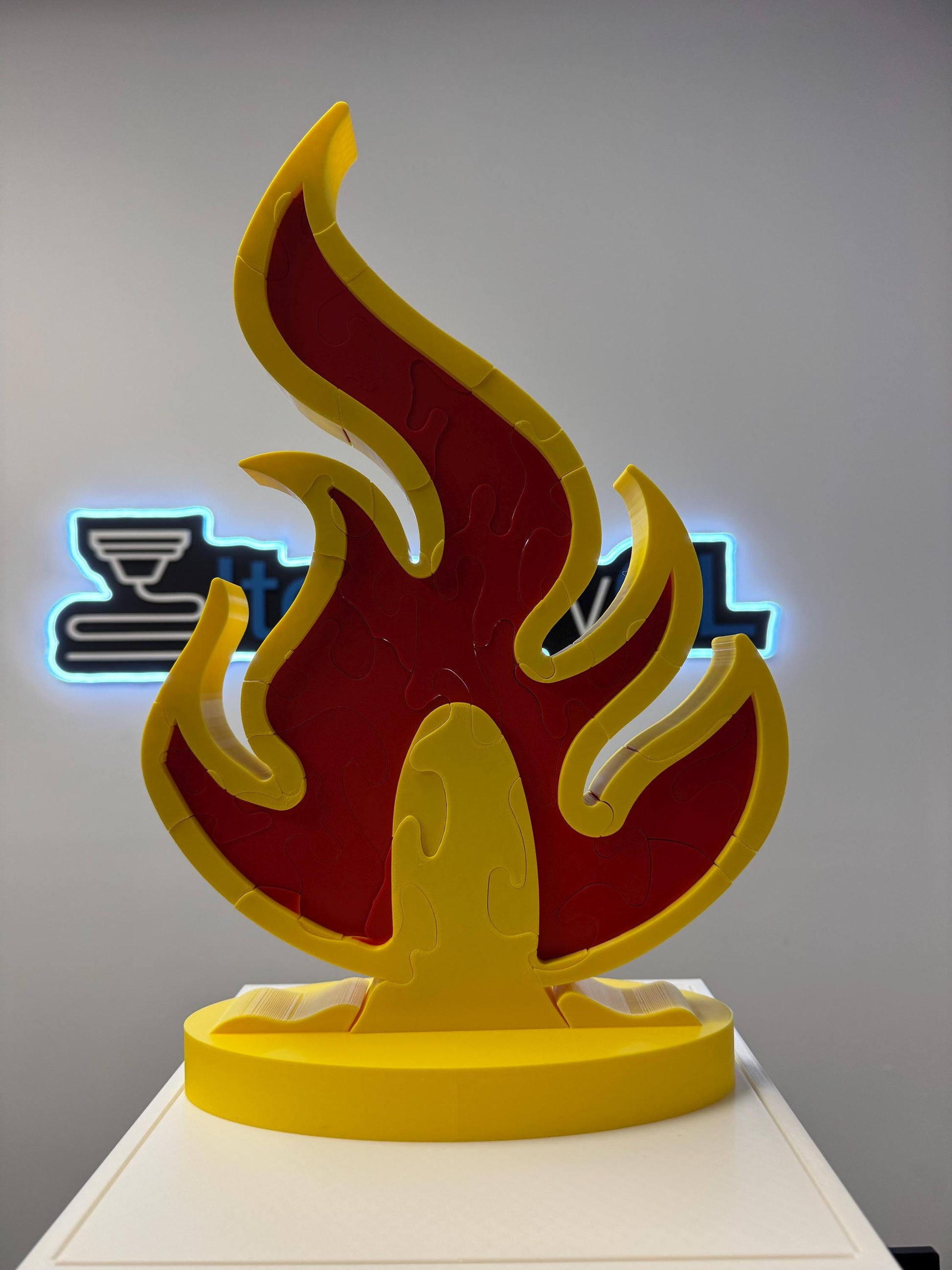 16" Dual Color Fire Puzzle Survivor Replica - Double-Sided 3D Printed Gift for Puzzle Lovers & Survivor Fans