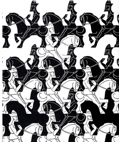 48 Pieces Escher Horse Tessellation Tiles Print | Art Print Decor | Unique Wall Art | Home Decor | Geometric Patterns & Design