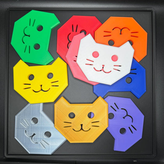 Ten Kittens Puzzle | 3D Printed Cat Brain Teaser | Challenging Fit Puzzle | Unique Gift for Cat Lovers & Puzzle Fans