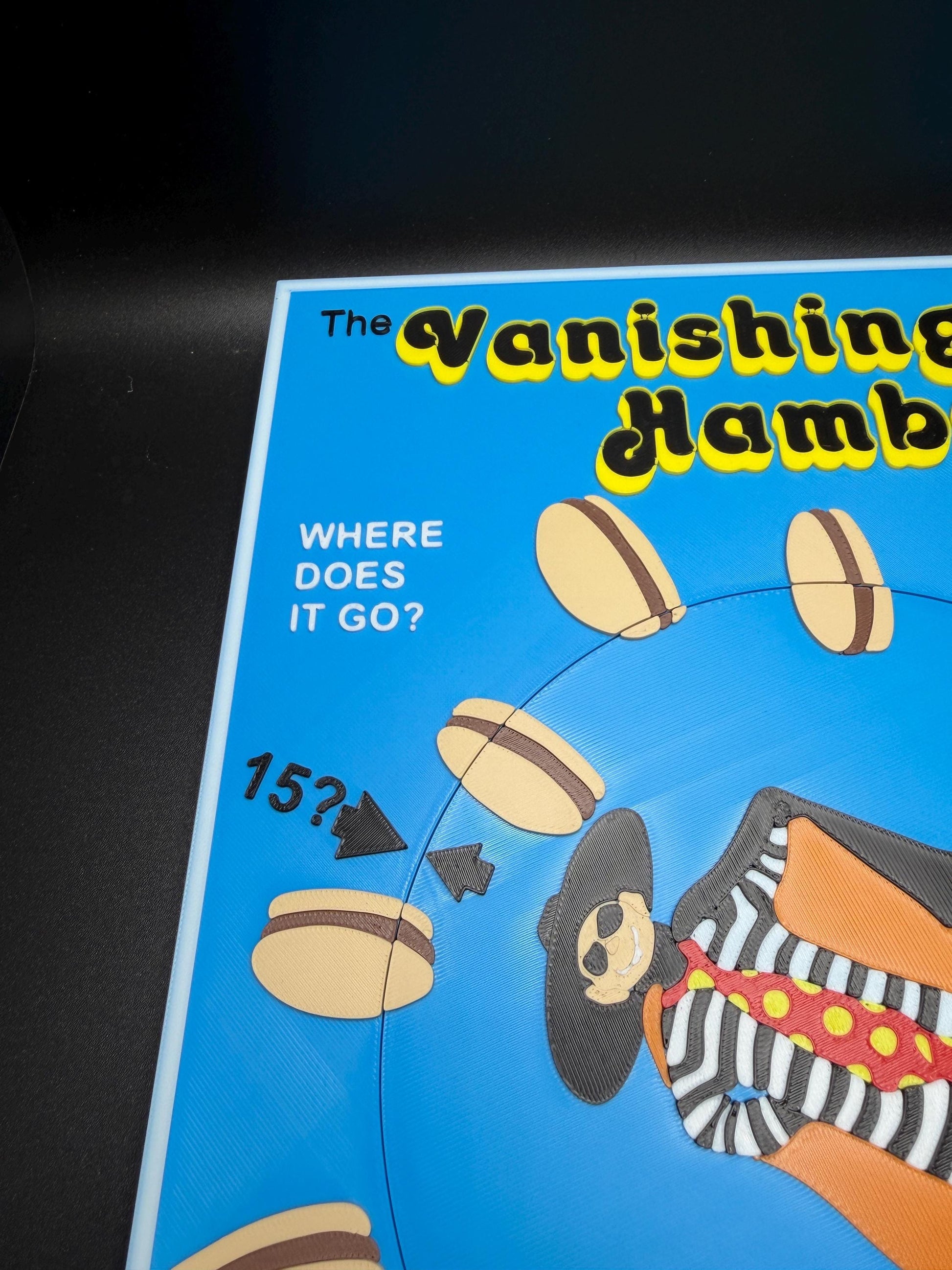 The Vanishing Hamburger Puzzle: Vintage Optical Illusion Puzzle, High Quality 3D Print, Fun & Engaging for All Ages