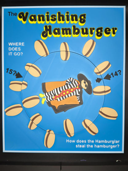 The Vanishing Hamburger Puzzle: Vintage Optical Illusion Puzzle, High Quality 3D Print, Fun & Engaging for All Ages