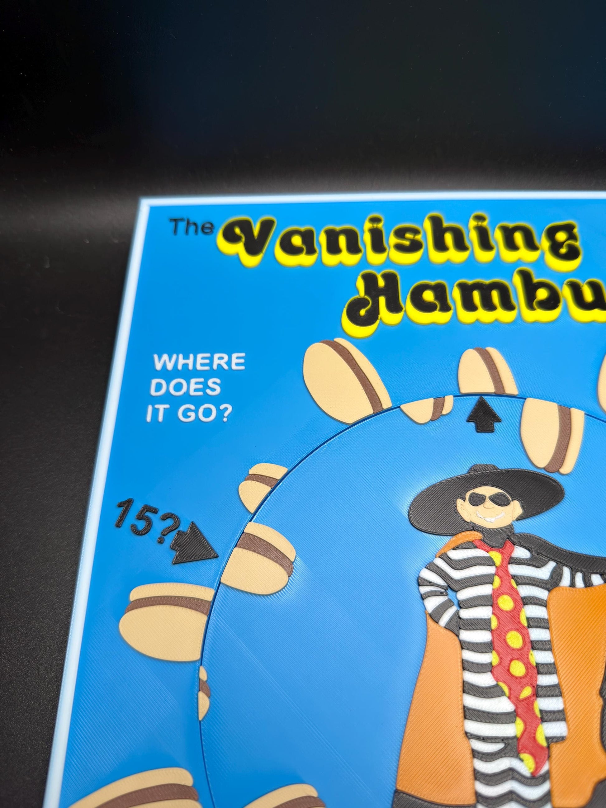 The Vanishing Hamburger Puzzle: Vintage Optical Illusion Puzzle, High Quality 3D Print, Fun & Engaging for All Ages