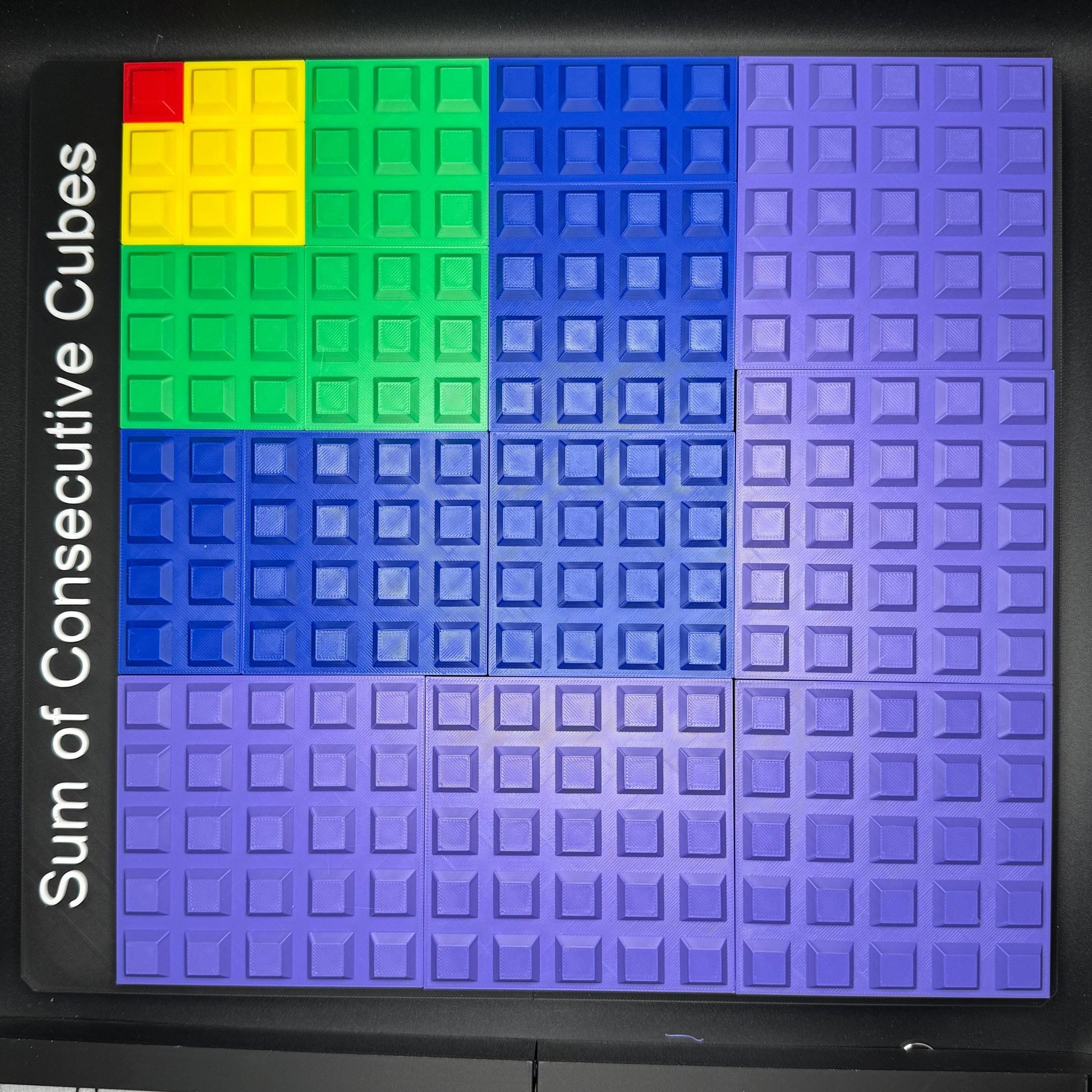 Sum of Consecutive Cubes Puzzle | 3D Printed Math Visual Proof | Large Framed Brain Teaser | Educational Gift