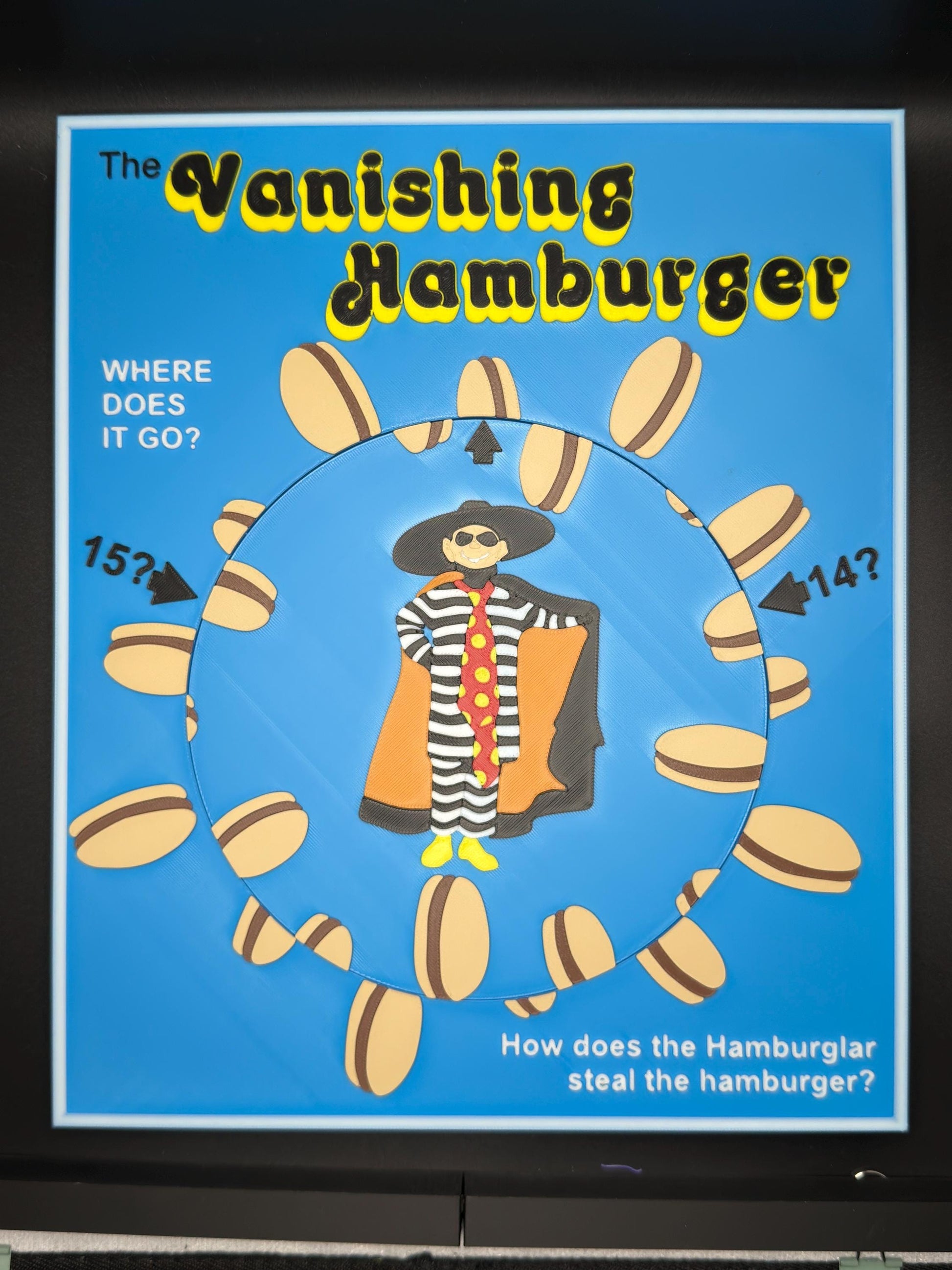 The Vanishing Hamburger Puzzle: Vintage Optical Illusion Puzzle, High Quality 3D Print, Fun & Engaging for All Ages