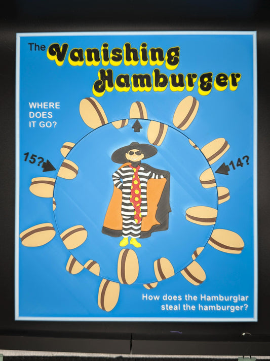 The Vanishing Hamburger Puzzle: Vintage Optical Illusion Puzzle, High Quality 3D Print, Fun & Engaging for All Ages
