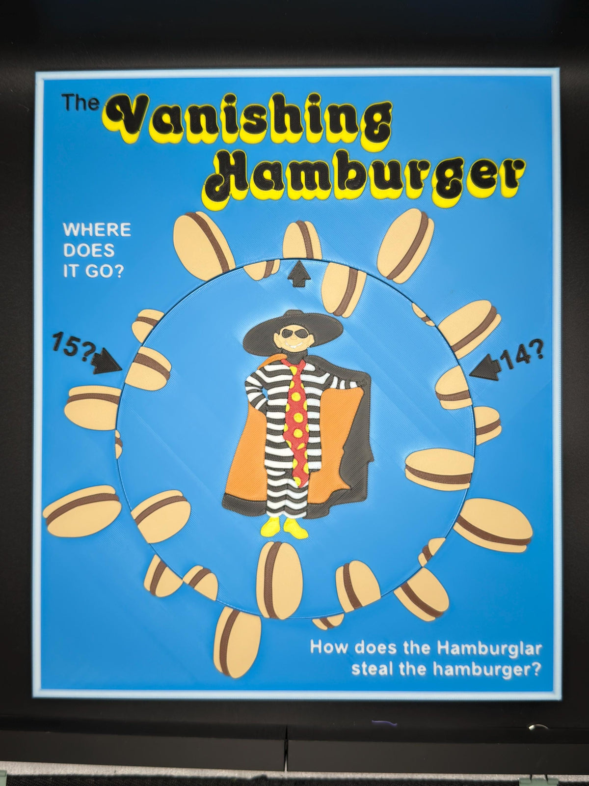 The Vanishing Hamburger Puzzle: Vintage Optical Illusion Puzzle, High Quality 3D Print, Fun & Engaging for All Ages