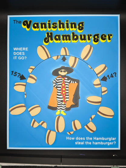 The Vanishing Hamburger Puzzle: Vintage Optical Illusion Puzzle, High Quality 3D Print, Fun & Engaging for All Ages