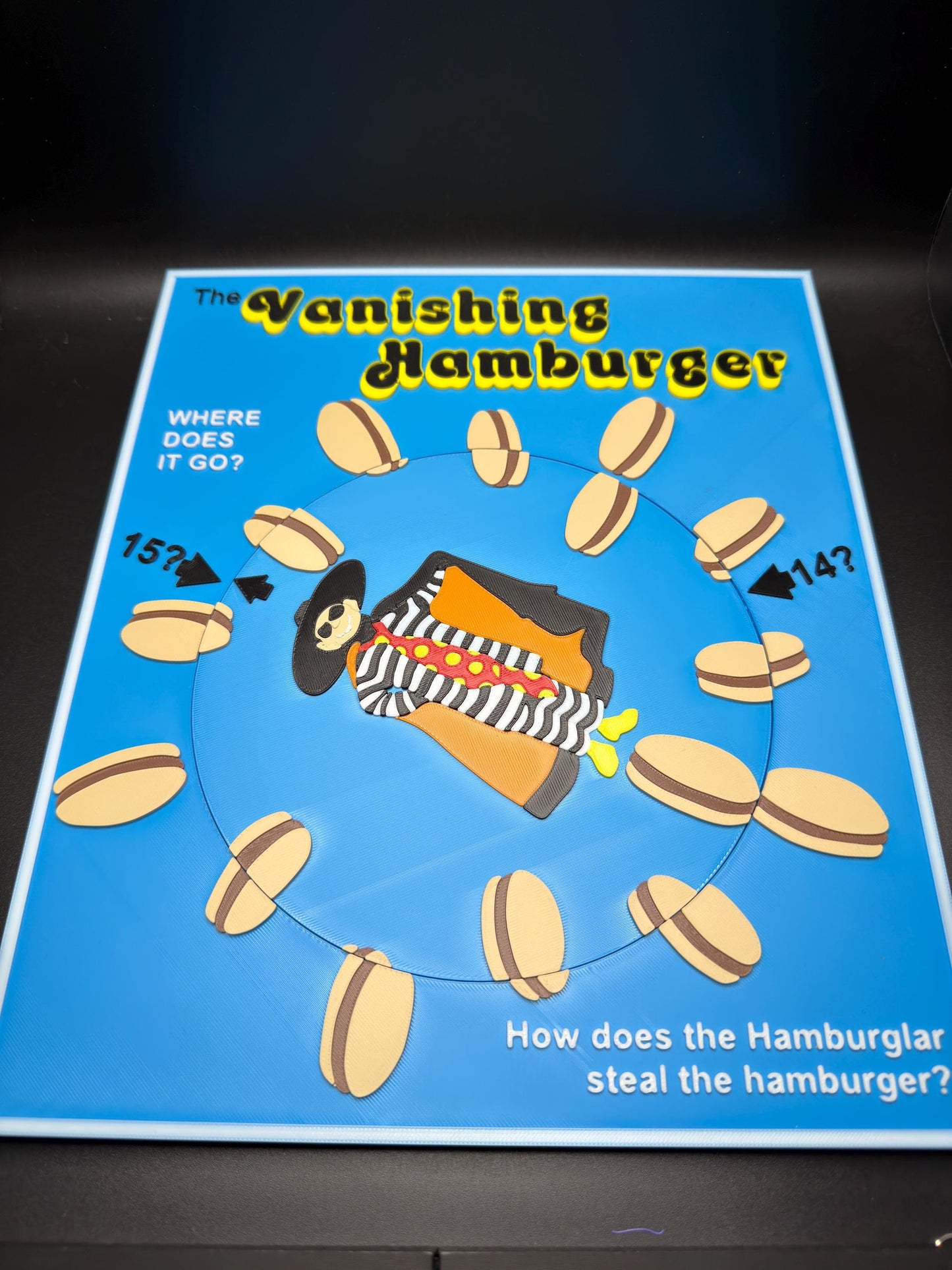 The Vanishing Hamburger Puzzle: Vintage Optical Illusion Puzzle, High Quality 3D Print, Fun & Engaging for All Ages