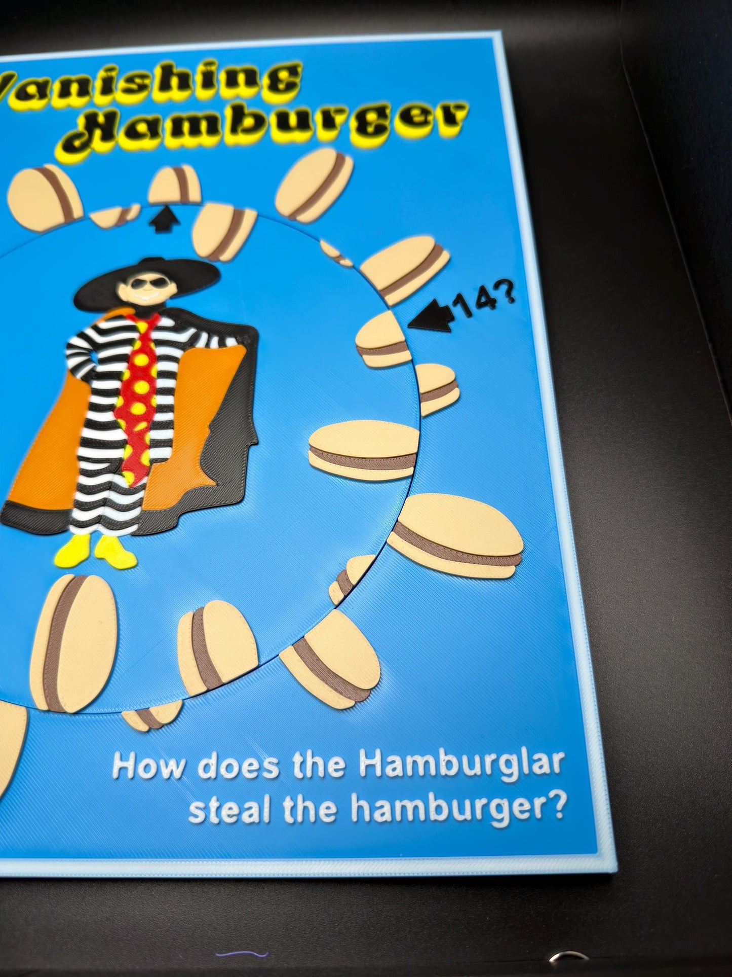 The Vanishing Hamburger Puzzle: Vintage Optical Illusion Puzzle, High Quality 3D Print, Fun & Engaging for All Ages