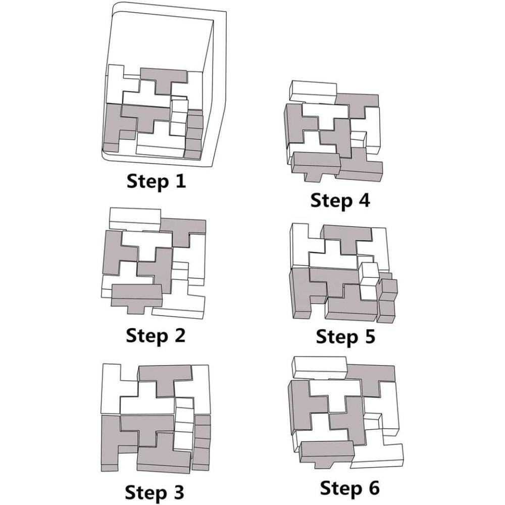 54 Piece Challenge Cube - High Quality 3D Printed Puzzle for All Ages, Fun & Difficult to Solve - Brain Teaser Game