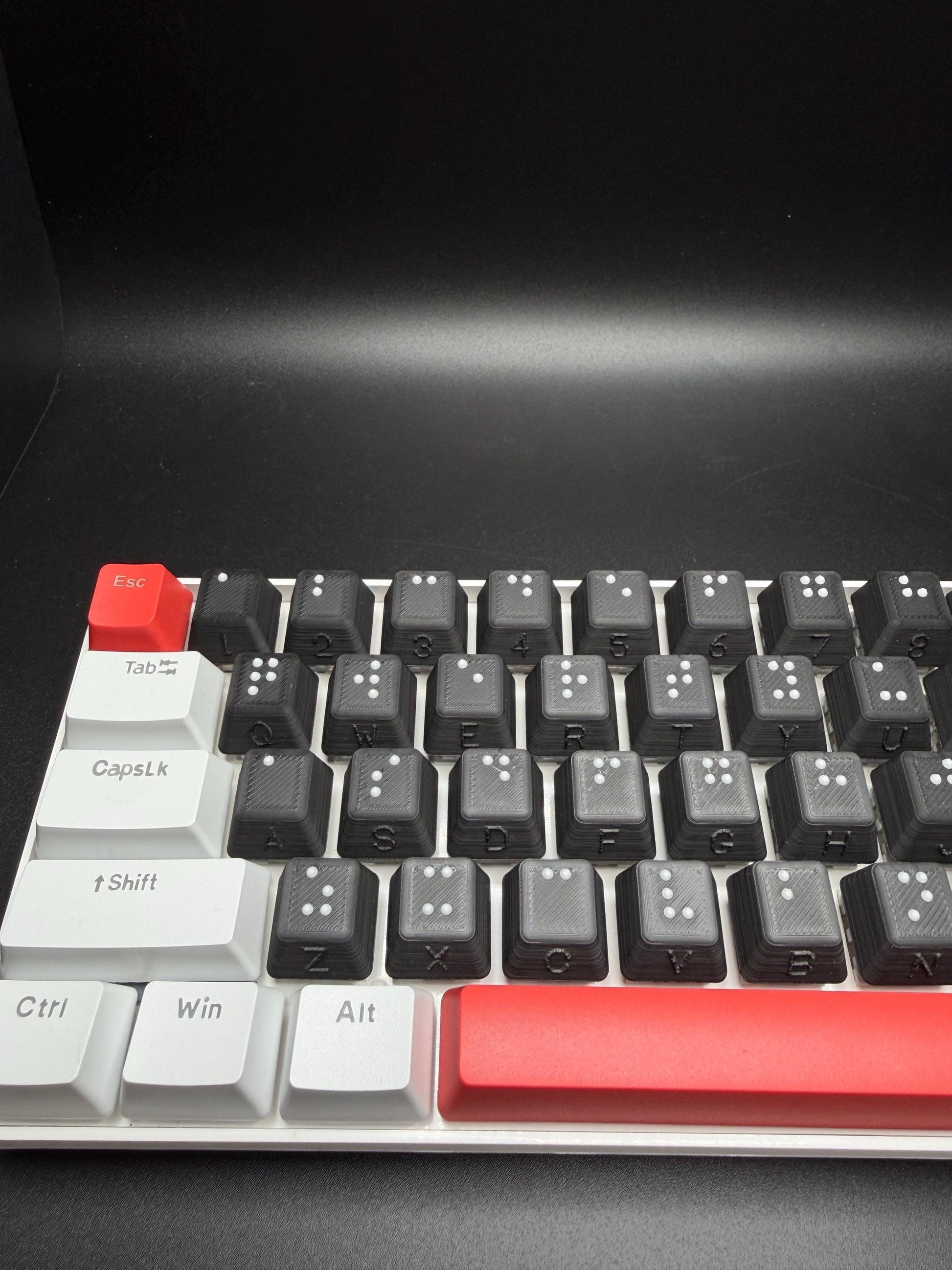 Braille Keyboard Key Cap Set Cherry MX - Artisan Handmade Accessibility Tool for the Visually Impaired - Great Gift - 2 Styles Available