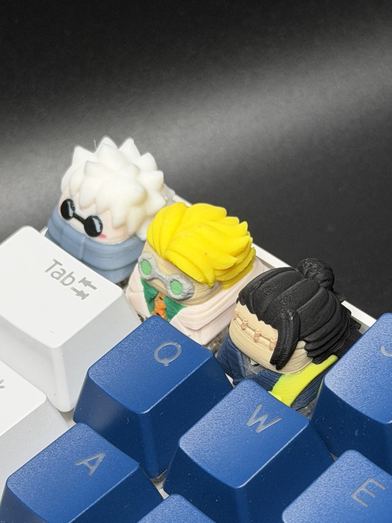 Handmade Inspired By Jujutsu Kaisen Keycaps for Cherry MX and clones - Custom Artisan Anime Fan Gift - Geto, Gojo, Nanami Keyboard Keycaps