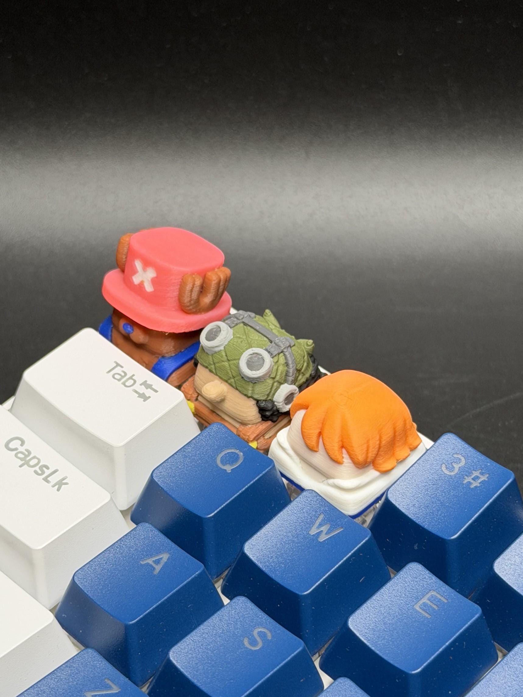 Handmade Inspired By Anime Keycaps - Usopp, Nami, Chopper for Cherry MX - Custom Artisan - Perfect Anime Fan Gift