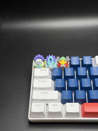 Handmade Inspired By Legendary Beasts Pokemon Keycaps for Cherry MX - Custom Artisan - Entei Suicune Raikou - Perfect Anime Fan Gift