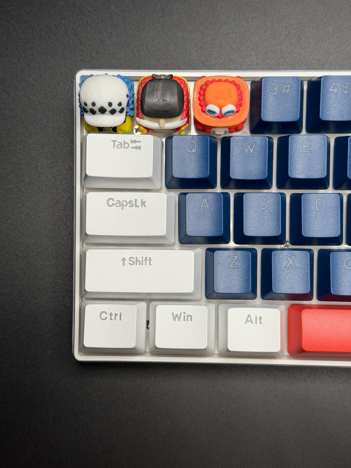 Handmade Anime Keycaps - Edward Newgate, Trafalgar Law, Portgas D. Ace for Cherry MX - Custom Artisan - Perfect Anime Fan Gift