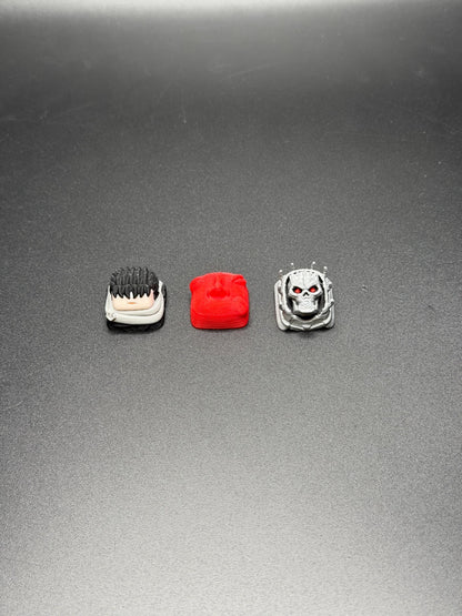 Handmade Inspired By Berserk Keycaps for Cherry MX - Custom Artisan Keycaps - Anime Fan Gift - Guts, Behelit, Gift for Him and Her
