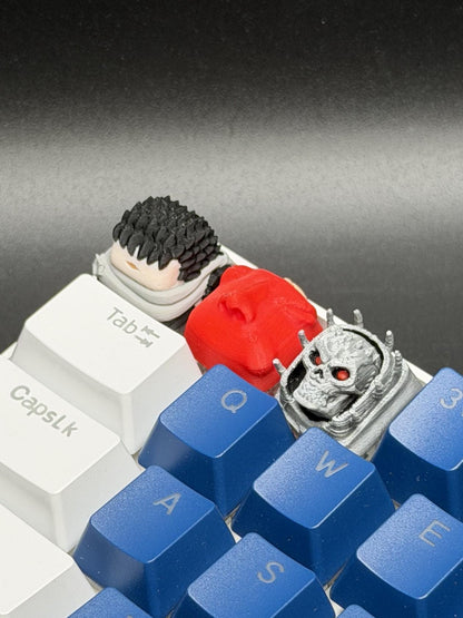 Handmade Inspired By Berserk Keycaps for Cherry MX - Custom Artisan Keycaps - Anime Fan Gift - Guts, Behelit, Gift for Him and Her
