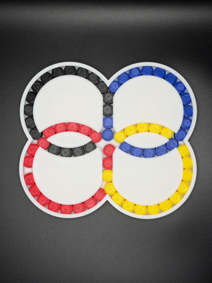 Hungarian Rings Quad Puzzle Game - Sliding Color – Devil’s Circles Marble Brain Teaser, Color Matching Logic Toy for Adults & Kids