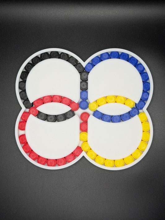 Hungarian Rings Quad Puzzle Game - Sliding Color – Devil’s Circles Marble Brain Teaser, Color Matching Logic Toy for Adults & Kids