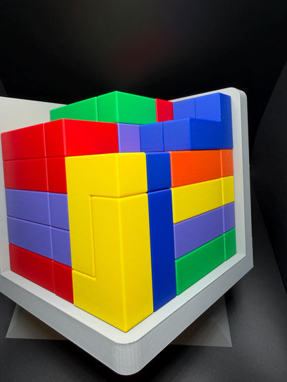54 Piece L Shape Challenge Cube - High Quality 3D Printed Puzzle for All Ages, Fun & Difficult to Solve - Brain Teaser Game