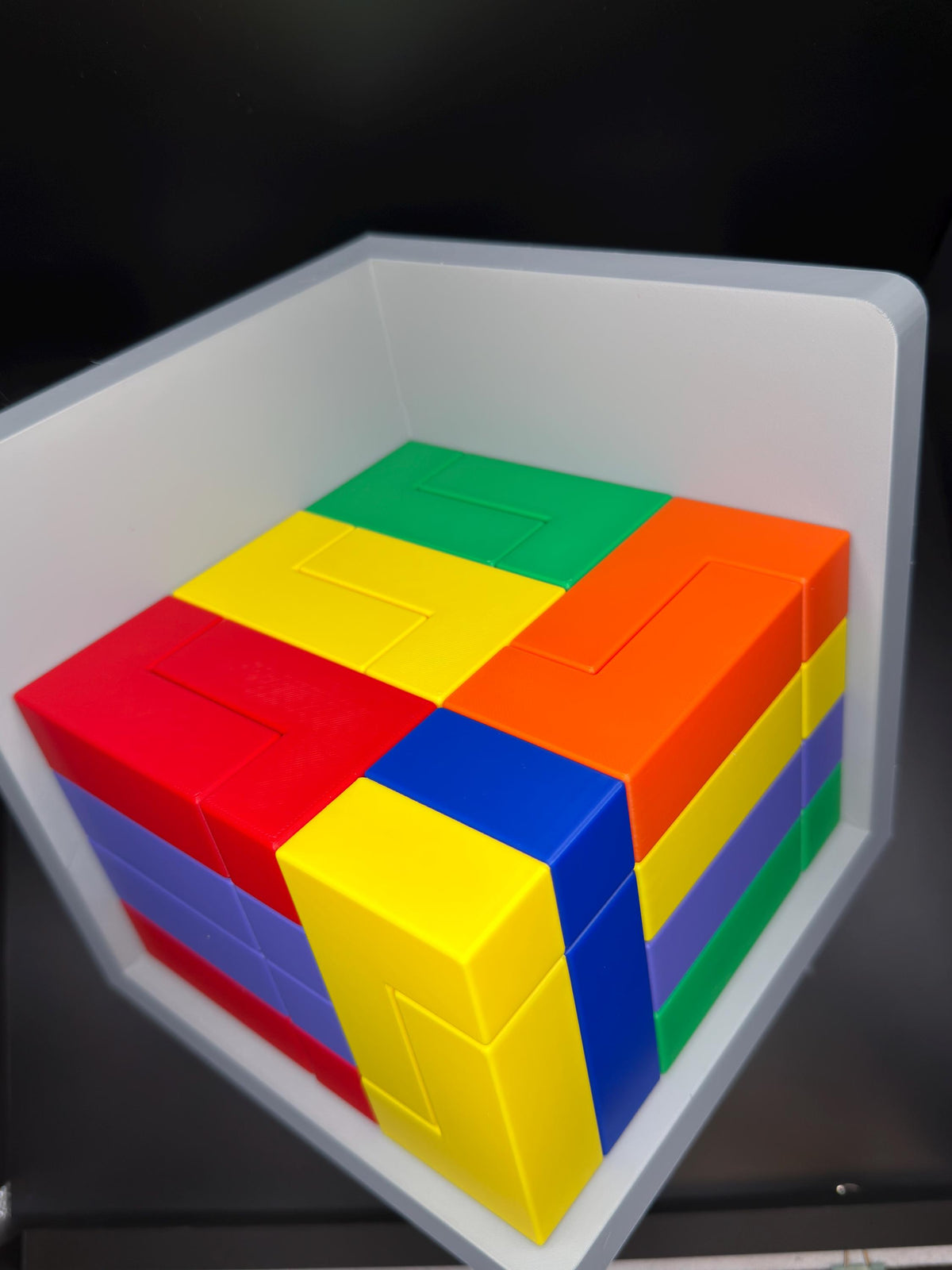 54 Piece L Shape Challenge Cube - High Quality 3D Printed Puzzle for All Ages, Fun & Difficult to Solve - Brain Teaser Game