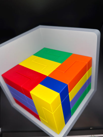 54 Piece L Shape Challenge Cube - High Quality 3D Printed Puzzle for All Ages, Fun & Difficult to Solve - Brain Teaser Game