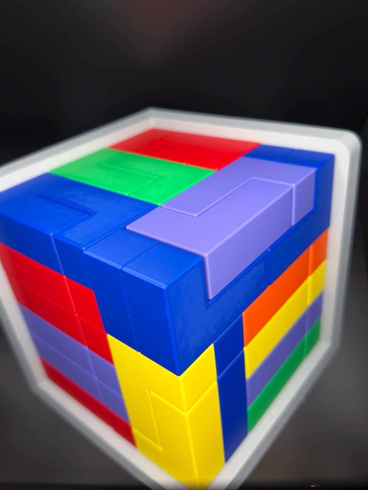 54 Piece L Shape Challenge Cube - High Quality 3D Printed Puzzle for All Ages, Fun & Difficult to Solve - Brain Teaser Game